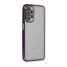 BSSM Samsung Galaxy A23 4G Razer Lensli Silikon Mor Cep Telefonu Kılıfı