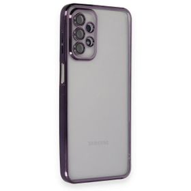 BSSM Samsung Galaxy A23 4G Razer Lensli Silikon Mor Cep Telefonu Kılıfı