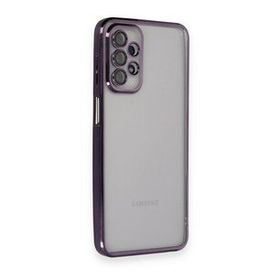 BSSM Samsung Galaxy A23 4G Razer Lensli Silikon Mor Cep Telefonu Kılıfı