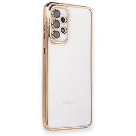 BSSM Samsung Galaxy A33 5G Razer Lensli Silikon Gold Cep Telefonu Kılıfı