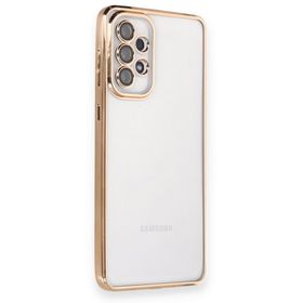 BSSM Samsung Galaxy A33 5G Razer Lensli Silikon Gold Cep Telefonu Kılıfı