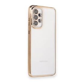 BSSM Samsung Galaxy A33 5G Razer Lensli Silikon Gold Cep Telefonu Kılıfı