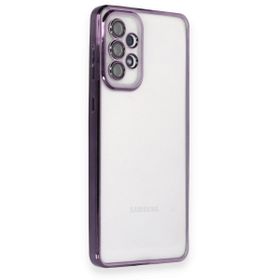 BSSM Samsung Galaxy A53 5G Kılıf Razer Lensli Silikon Mor Cep Telefonu Kılıfı