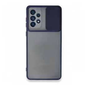 BSSM Samsung Galaxy A53 5G Palm Buzlu Kamera Sürgülü Silikon - Lacivert Kılıf