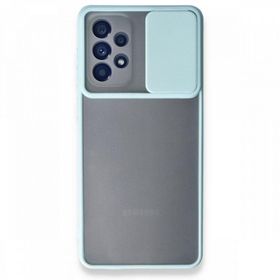 BSSM Samsung Galaxy A53 5G Palm Buzlu Kamera Sürgülü Silikon - Turkuaz Kılıf