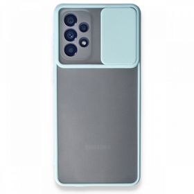 BSSM Samsung Galaxy A53 5G Palm Buzlu Kamera Sürgülü Silikon - Turkuaz Kılıf