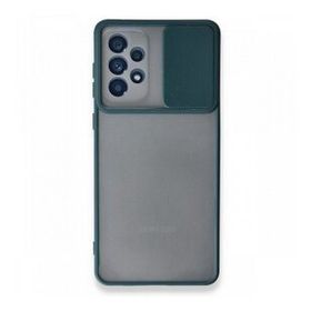 BSSM Samsung Galaxy A53 5G Palm Buzlu Kamera Sürgülü Silikon - Yeşil Kılıf