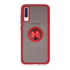 BSSM Samsung Galaxy A70 Montreal Yüzüklü Silikon Kapak Kırmızı Kılıf