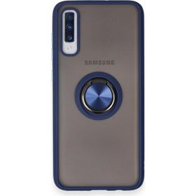 BSSM Samsung Galaxy A70 Montreal Yüzüklü Silikon Kapak Lacivert Kılıf