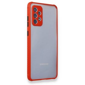BSSM Samsung Galaxy A72 Miami Şeffaf Silikon - Kırmızı Kılıf