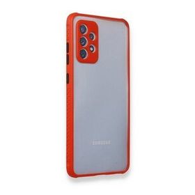 BSSM Samsung Galaxy A72 Miami Şeffaf Silikon - Kırmızı Kılıf
