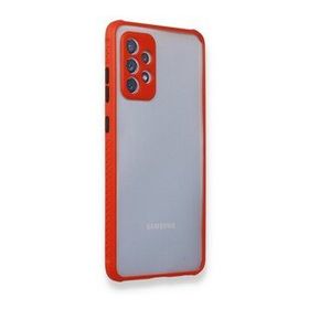 BSSM Samsung Galaxy A72 Miami Şeffaf Silikon - Kırmızı Kılıf