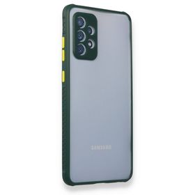 BSSM Samsung Galaxy A72 Miami Şeffaf Silikon - Koyu Yeşil Kılıf