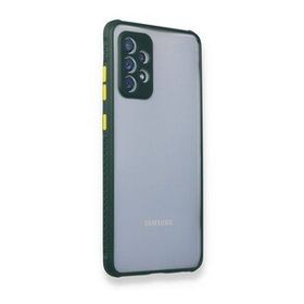 BSSM Samsung Galaxy A72 Miami Şeffaf Silikon - Koyu Yeşil Kılıf