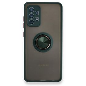 BSSM Samsung Galaxy A72 Montreal Yüzüklü Silikon Kapak Yeşil Siyah İnci Kılıf