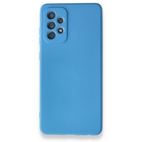 BSSM Samsung Galaxy A72 Nano içi Kadife Silikon Mavi Kılıf