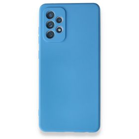 BSSM Samsung Galaxy A72 Nano içi Kadife Silikon Mavi Kılıf