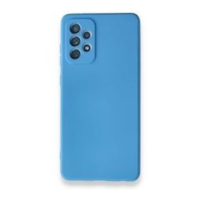 BSSM Samsung Galaxy A72 Nano içi Kadife Silikon Mavi Kılıf