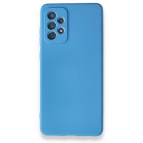 BSSM Samsung Galaxy A72 Nano içi Kadife Silikon Mavi Kılıf