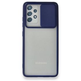 BSSM Samsung Galaxy A72 Palm Buzlu Kamera Sürgülü Silikon Lacivert Kılıf