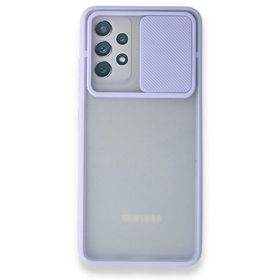 BSSM Samsung Galaxy A72 Palm Buzlu Kamera Sürgülü Silikon Lila Kılıf