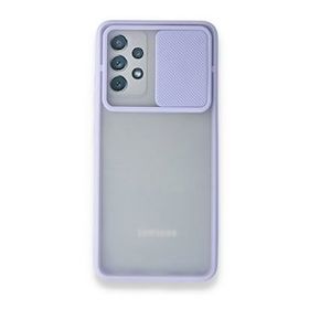 BSSM Samsung Galaxy A72 Palm Buzlu Kamera Sürgülü Silikon Lila Kılıf