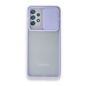 BSSM Samsung Galaxy A72 Palm Buzlu Kamera Sürgülü Silikon Lila Kılıf