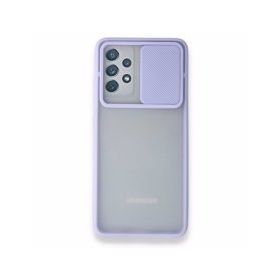 BSSM Samsung Galaxy A72 Palm Buzlu Kamera Sürgülü Silikon Lila Kılıf
