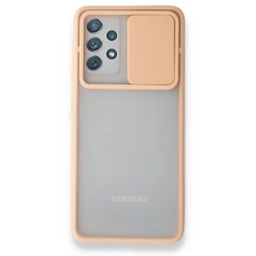 BSSM Samsung Galaxy A72 Palm Buzlu Kamera Sürgülü Silikon Pembe Kılıf