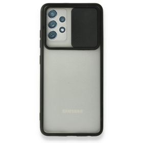 BSSM Samsung Galaxy A72 Palm Buzlu Kamera Sürgülü Silikon Siyah Kılıf