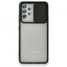 BSSM Samsung Galaxy A72 Palm Buzlu Kamera Sürgülü Silikon Siyah Kılıf