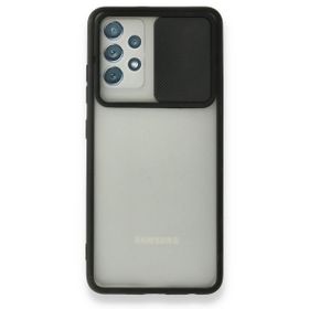 BSSM Samsung Galaxy A72 Palm Buzlu Kamera Sürgülü Silikon Siyah Kılıf