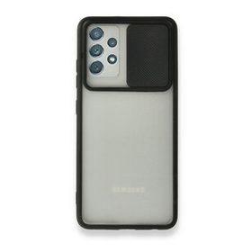 BSSM Samsung Galaxy A72 Palm Buzlu Kamera Sürgülü Silikon Siyah Kılıf