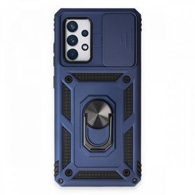 BSSM Samsung Galaxy A72 Pars Lens Yüzüklü Silikon Lacivert Kılıf