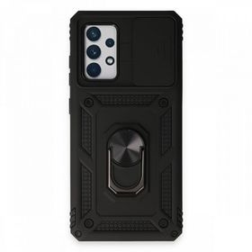BSSM Samsung Galaxy A72 Pars Lens Yüzüklü Silikon Siyah Kılıf