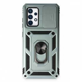 BSSM Samsung Galaxy A72 Pars Lens Yüzüklü Silikon Yeşil Kılıf