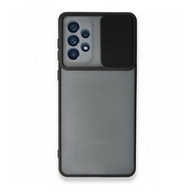 BSSM Samsung Galaxy A73 5G Palm Buzlu Kamera Sürgülü Silikon Siyah Cep Telefonu Kılıfı