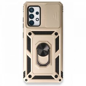 BSSM Samsung Galaxy A73 5G Pars Lens Yüzüklü Silikon Gold Kılıf
