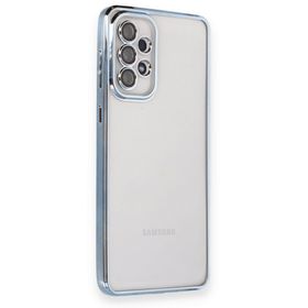 BSSM Samsung Galaxy A73 5G Razer Lensli Silikon Açık Mavi Cep Telefonu Kılıfı
