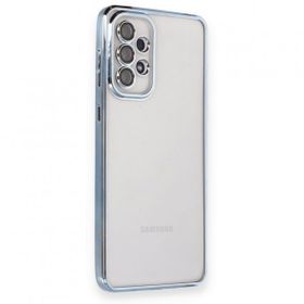 BSSM Samsung Galaxy A73 5G Razer Lensli Silikon Açık Mavi Cep Telefonu Kılıfı
