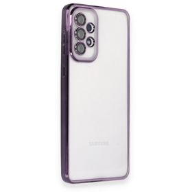 BSSM Samsung Galaxy A73 5G Razer Lensli Silikon Mor Cep Telefonu Kılıfı