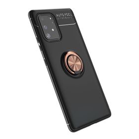 BSSM Samsung Galaxy A91 S10 Lite Range Yüzüklü Silikon Siyah Gold Kılıf