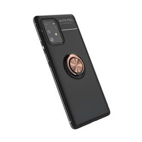 BSSM Samsung Galaxy A91 S10 Lite Range Yüzüklü Silikon Siyah Gold Kılıf