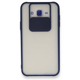 BSSM Samsung Galaxy J7 Palm Buzlu Kamera Sürgülü Silikon - Lacivert Kılıf