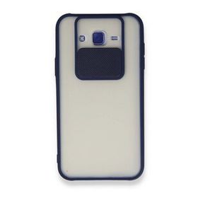 BSSM Samsung Galaxy J7 Palm Buzlu Kamera Sürgülü Silikon - Lacivert Kılıf