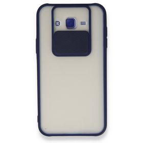 BSSM Samsung Galaxy J7 Palm Buzlu Kamera Sürgülü Silikon - Lacivert Kılıf
