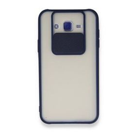 BSSM Samsung Galaxy J7 Palm Buzlu Kamera Sürgülü Silikon - Lacivert Kılıf
