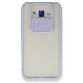 BSSM Samsung Galaxy J7 Palm Buzlu Kamera Sürgülü Silikon - Lila Kılıf