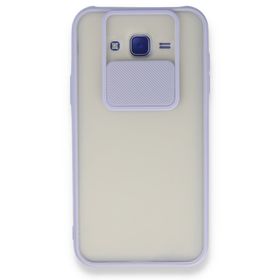 BSSM Samsung Galaxy J7 Palm Buzlu Kamera Sürgülü Silikon - Lila Kılıf