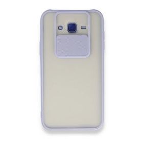 BSSM Samsung Galaxy J7 Palm Buzlu Kamera Sürgülü Silikon - Lila Kılıf
